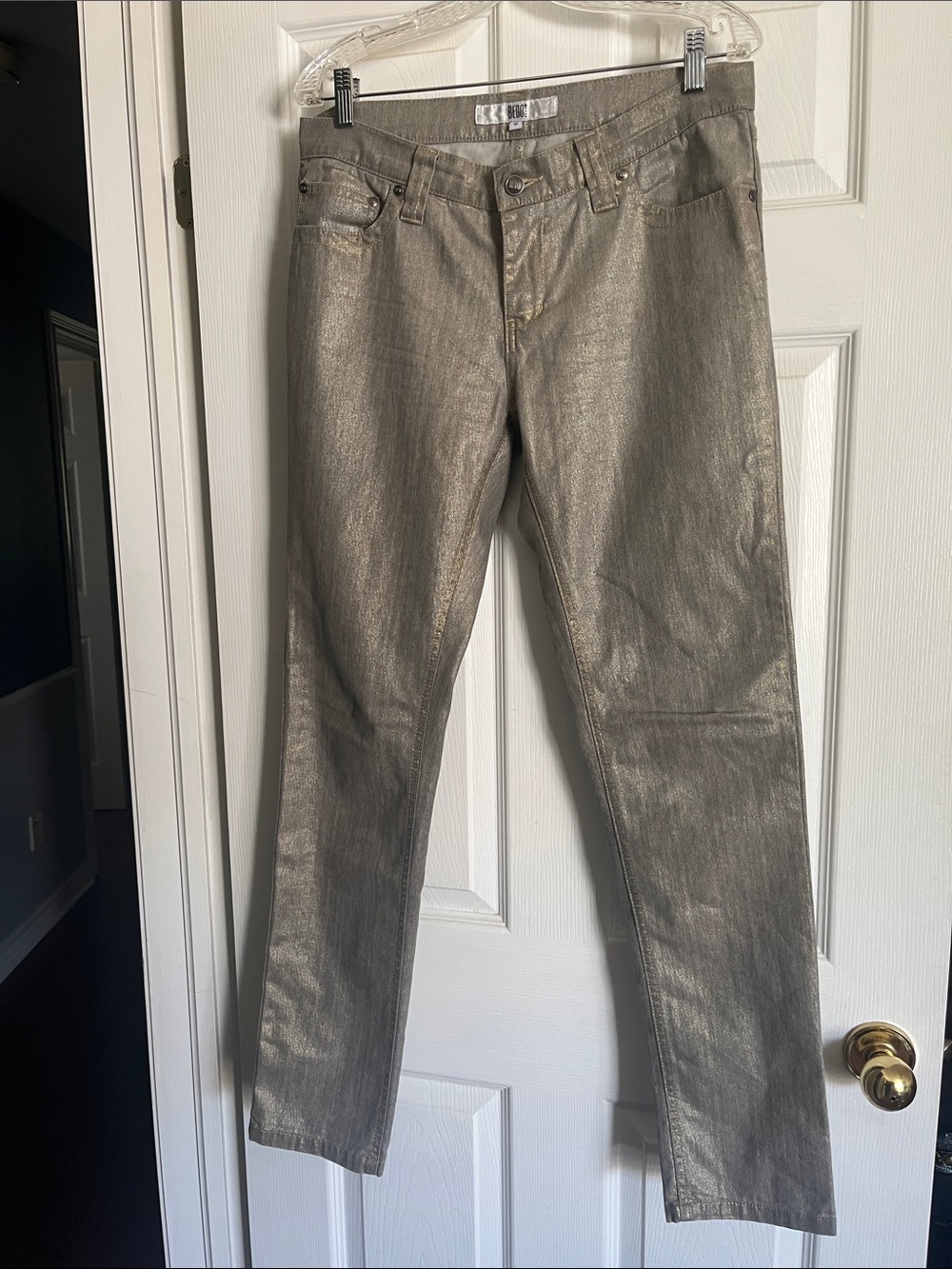 Metallic Silver Boot Cut Women's Jeans
